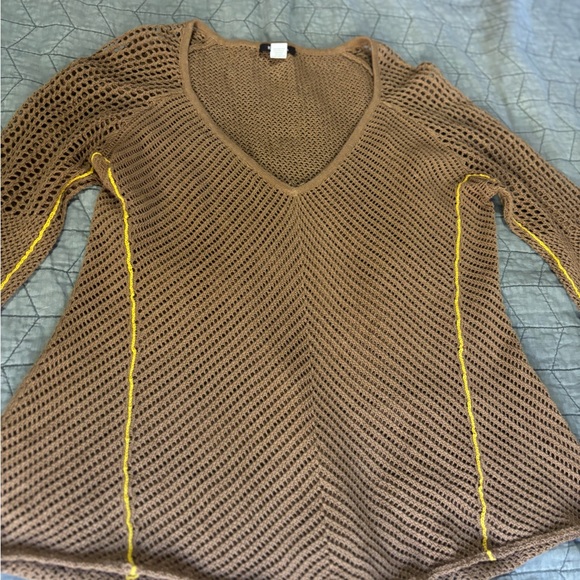 Brown Knit V-Neck Sweater - Picture 8 of 12